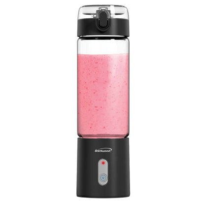 Brentwood RJB-100BK Portable USB Personal Blender, 17-Ounce Glass Jar, Black
