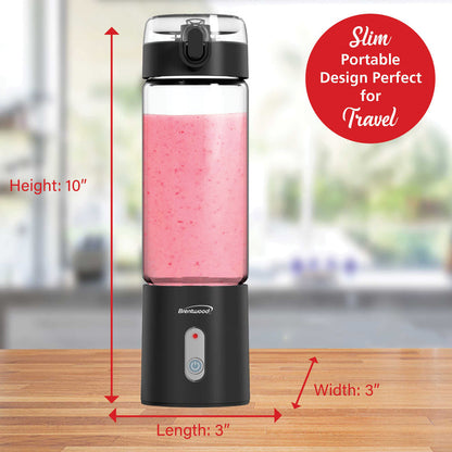 Brentwood RJB-100BK Portable USB Personal Blender, 17-Ounce Glass Jar, Black