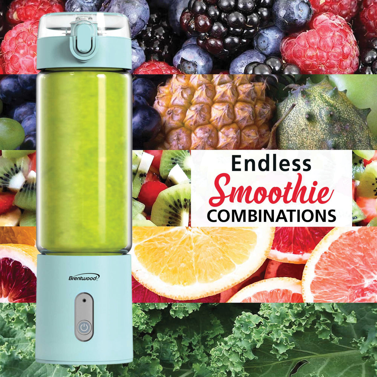 Brentwood RJB-100BL 17-Ounce Portable USB Blender, Blue