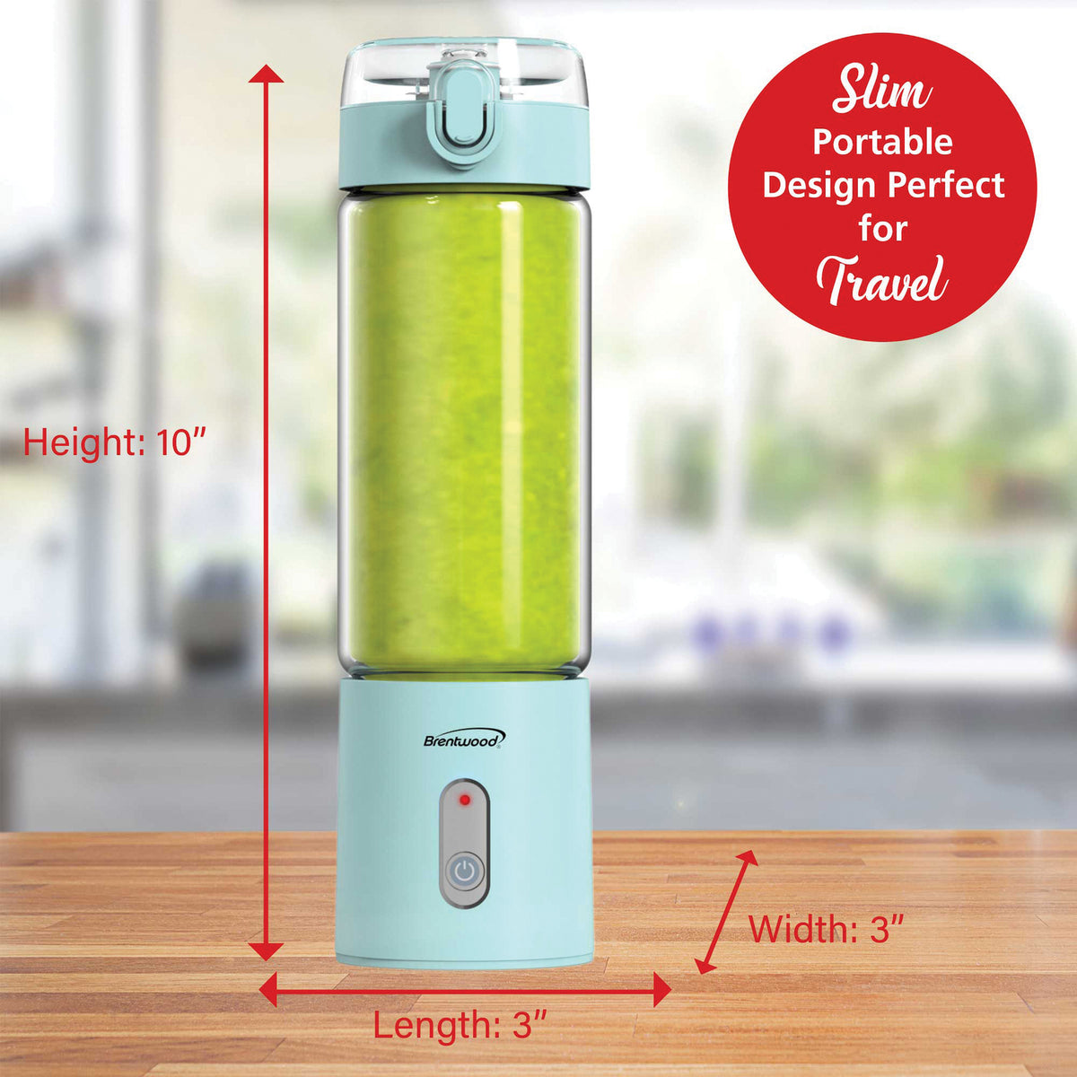 Brentwood RJB-100BL 17-Ounce Portable USB Blender, Blue