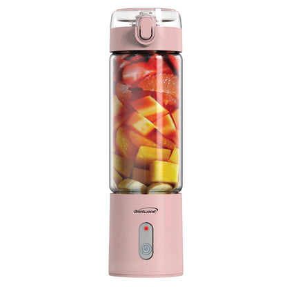 BRENTWOOD RJB-100PK 17-Ounce Portable USB Blender with Sports Lid, Pink
