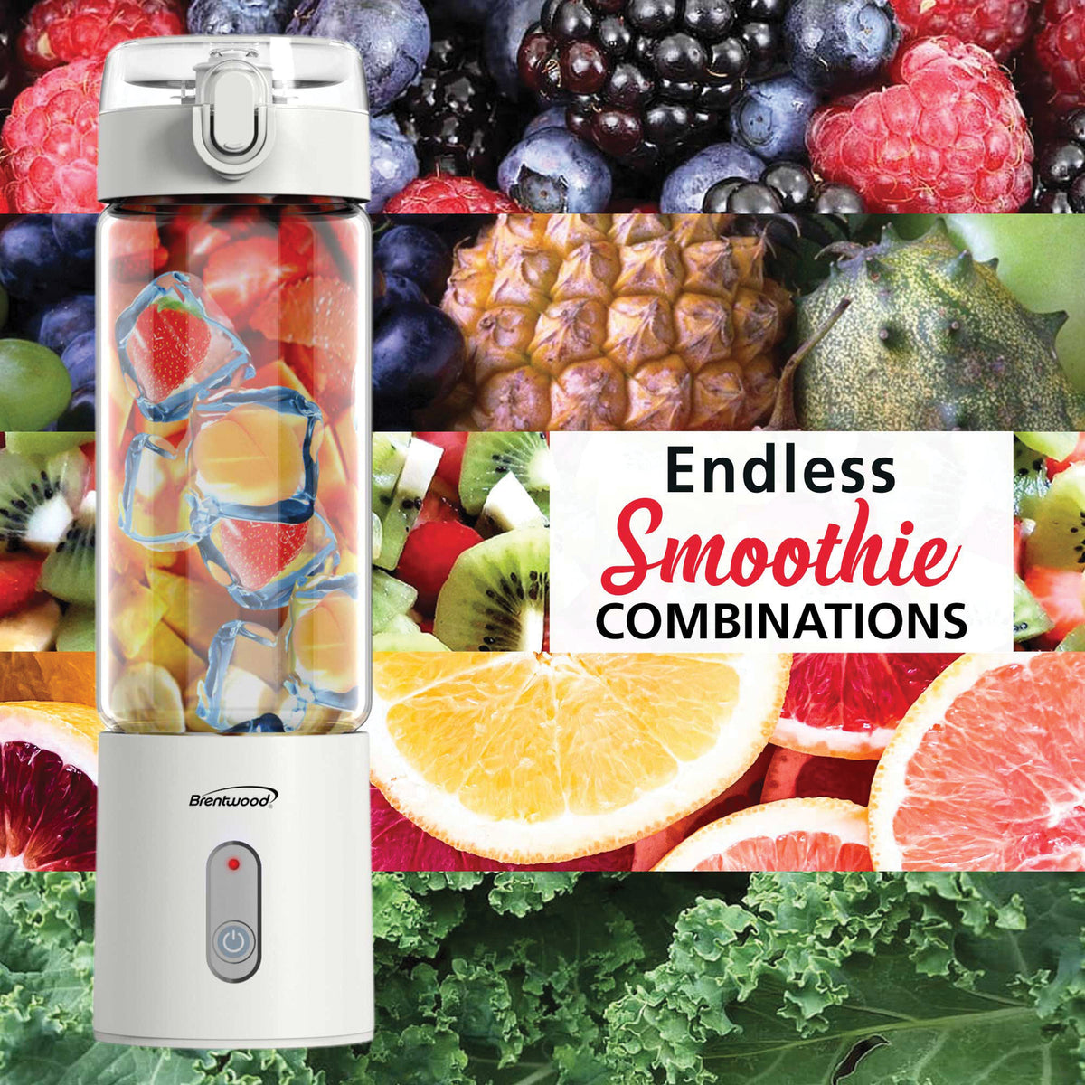 BRENTWOOD RJB-100W 17-Ounce Portable USB Personal Blender, White