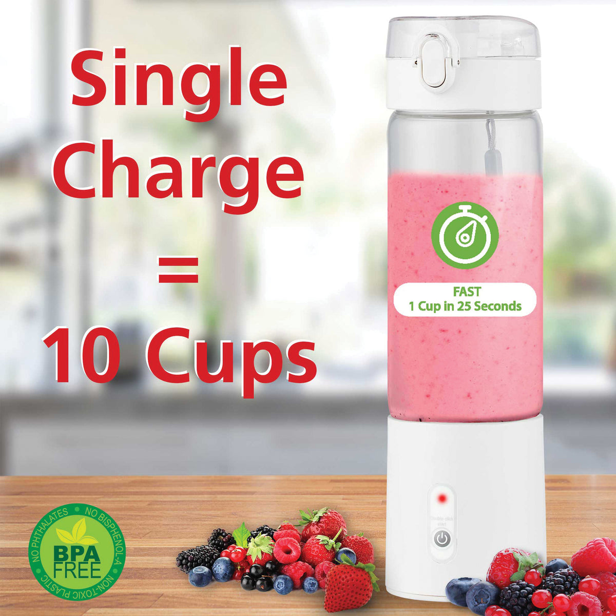 BRENTWOOD RJB-100W 17-Ounce Portable USB Personal Blender, White