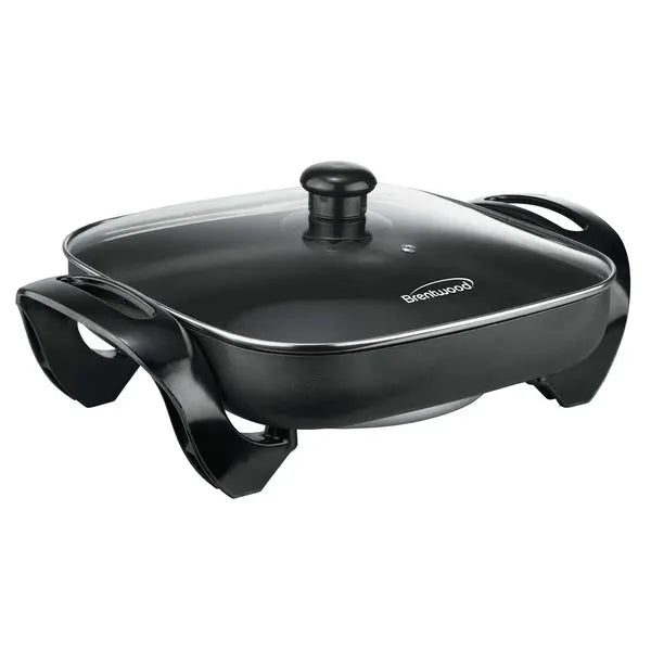 Brentwood SK-65 1300W 12-Inch Electric Skillet with Glass Lid and Adjustable Thermostat
