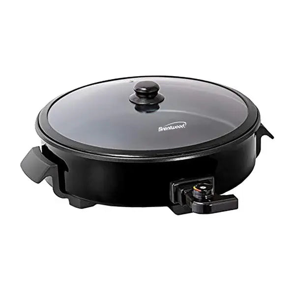 Brentwood 12-Inch Electric Skillet with Vented Glass Lid and Adjustable Temperature - Model SK-67BK