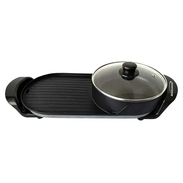 Brentwood SK-71BK 1200W 2-Quart Hot Pot with Korean BBQ Grill and Ceramic Non-Stick Surface