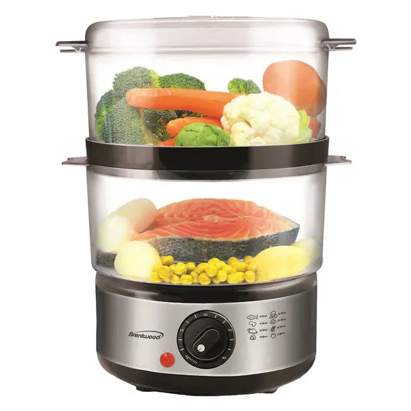 Brentwood TS-1005 2-Tier Food Steamer with 400W Motor and 5 Qt Capacity