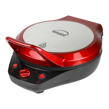 Brentwood TS-124R 12-Inch Non-Stick Pizza Maker with Dual-Heat Lid and 30-Minute Timer