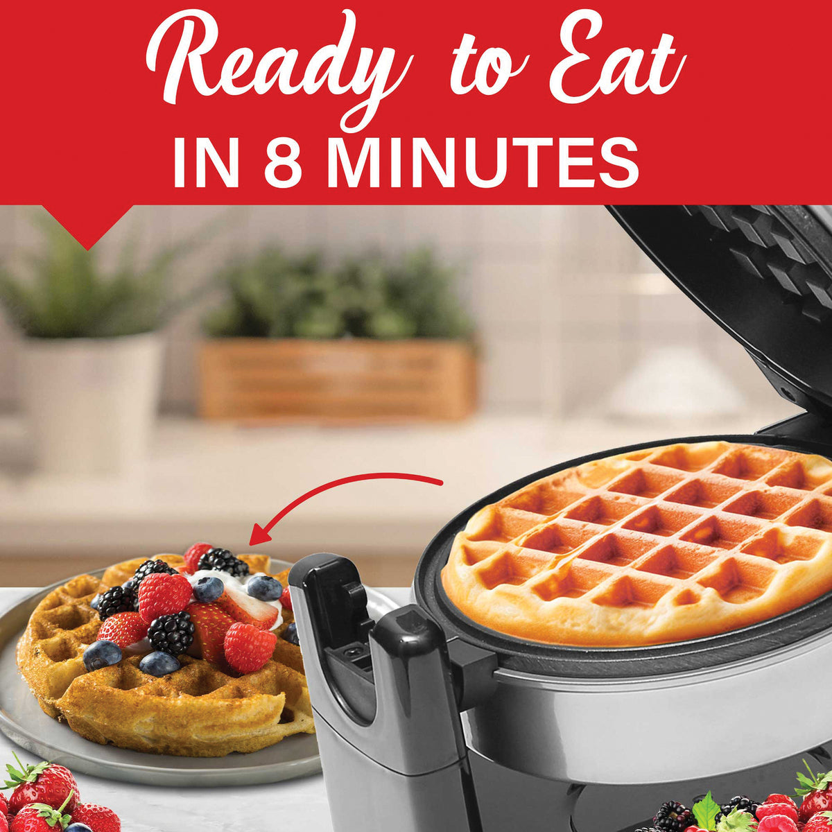 Brentwood TS-231S 5-Inch Flip Belgian Waffle Maker, Silver