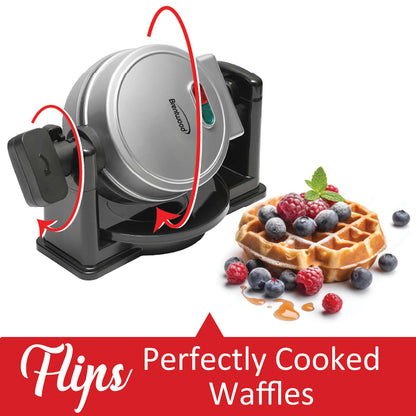 Brentwood TS-231S 5-Inch Flip Belgian Waffle Maker, Silver