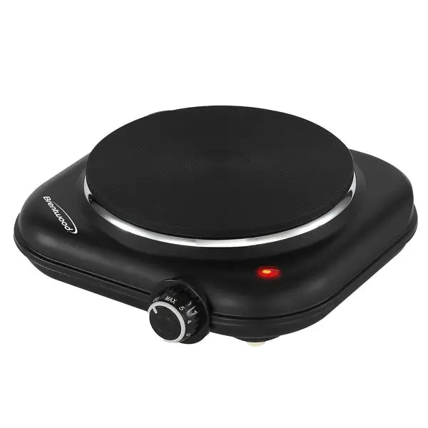 Brentwood TS-331BK 1100W Single Cast-Iron Hot Plate with Adjustable Temperature