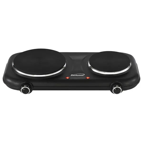 Brentwood TS-332BK 1100W Double Cast-Iron Hot Plate with Adjustable Temperature