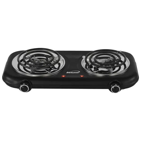 Breville TS-363BK 1100W Countertop Electric Burner with Adjustable Temperature and Dual Coil Tops