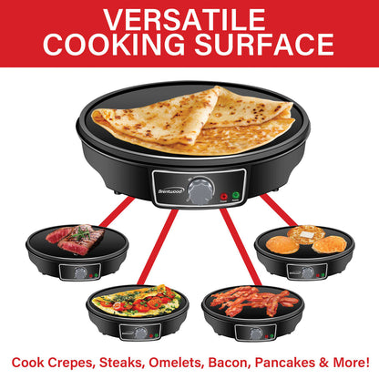 Brentwood TS-602BK 12-Inch Electric Nonstick Crepe Maker and Pancake Griddle