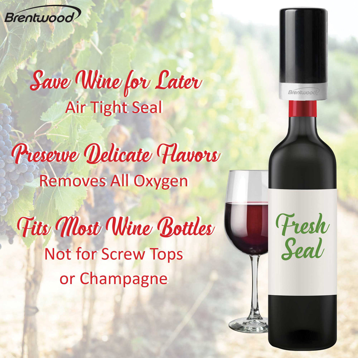 Brentwood WA-2000BK Automatic Wine Preserver Vacuum Sealer