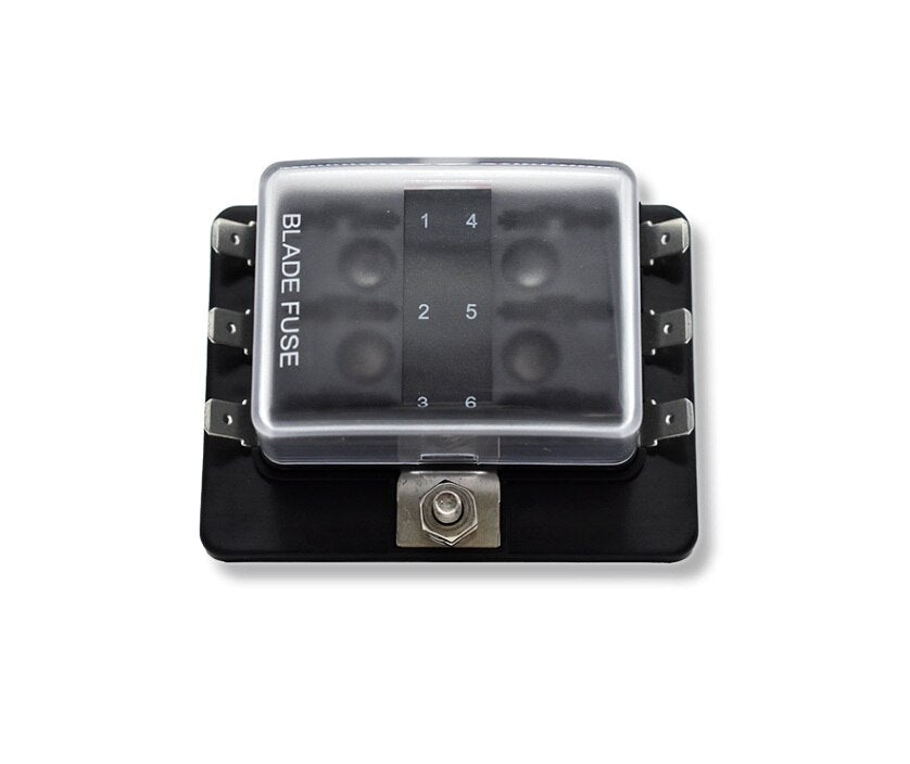 Bluewater Enterprises 6-Position Fuse Block with Low Cover, LED and Ground Screw 3200-0001-006