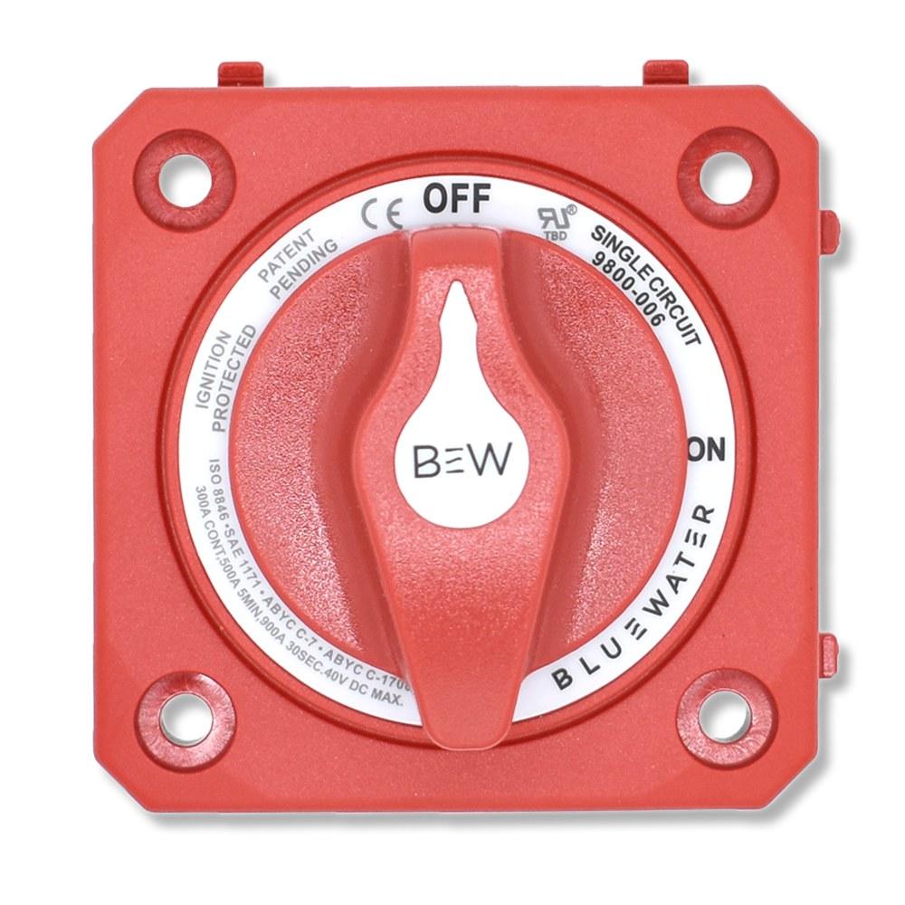 Bluewater Enterprises 9800-006-10 On/Off Battery Switch, 300A, Panel Mount, Red