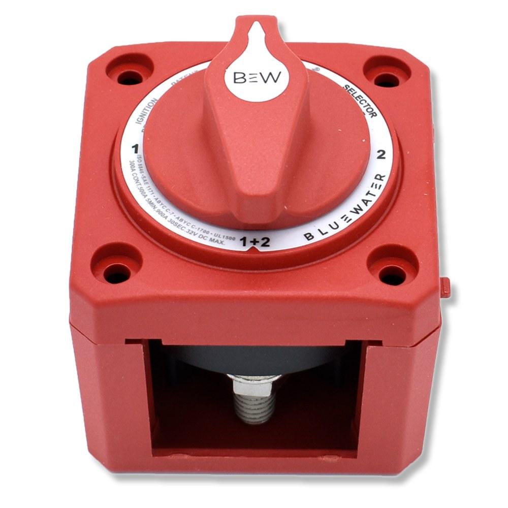 Bluewater Enterprises 9800-007-11 Off/1/2/Both Battery Selector Switch, 300A, Surface Mount, Red