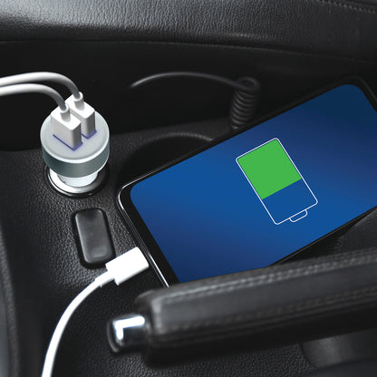 XYST(TM) XYS-CC524D 2.4 Amp USB Car Charger - Compact, Rapid Charging & Universal Compatibility