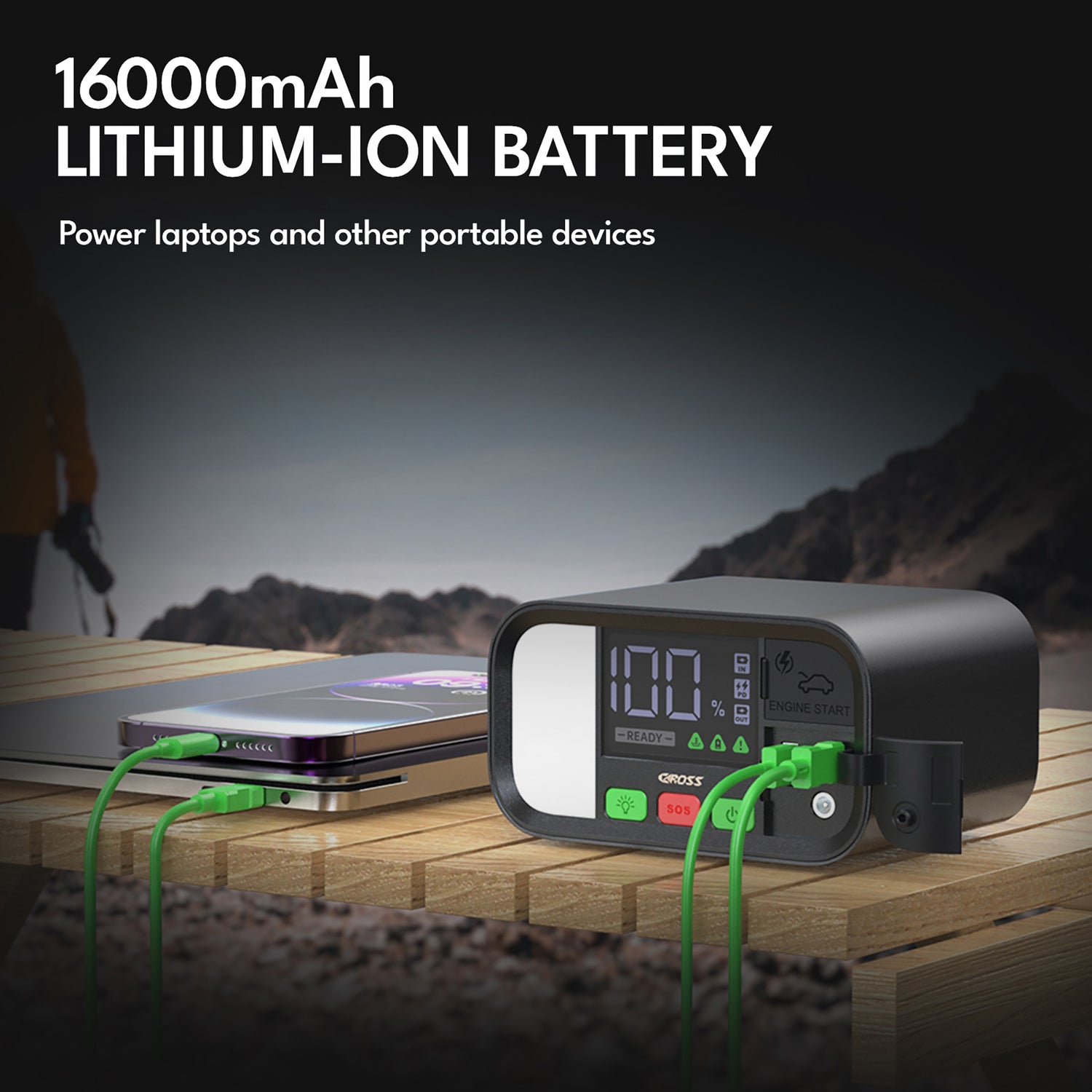 CAROSS T19SC 1600A 12V Smart Jump Starter with Power Bank and Emergency Lighting