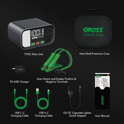 CAROSS T19SC 1600A 12V Smart Jump Starter with Power Bank and Emergency Lighting