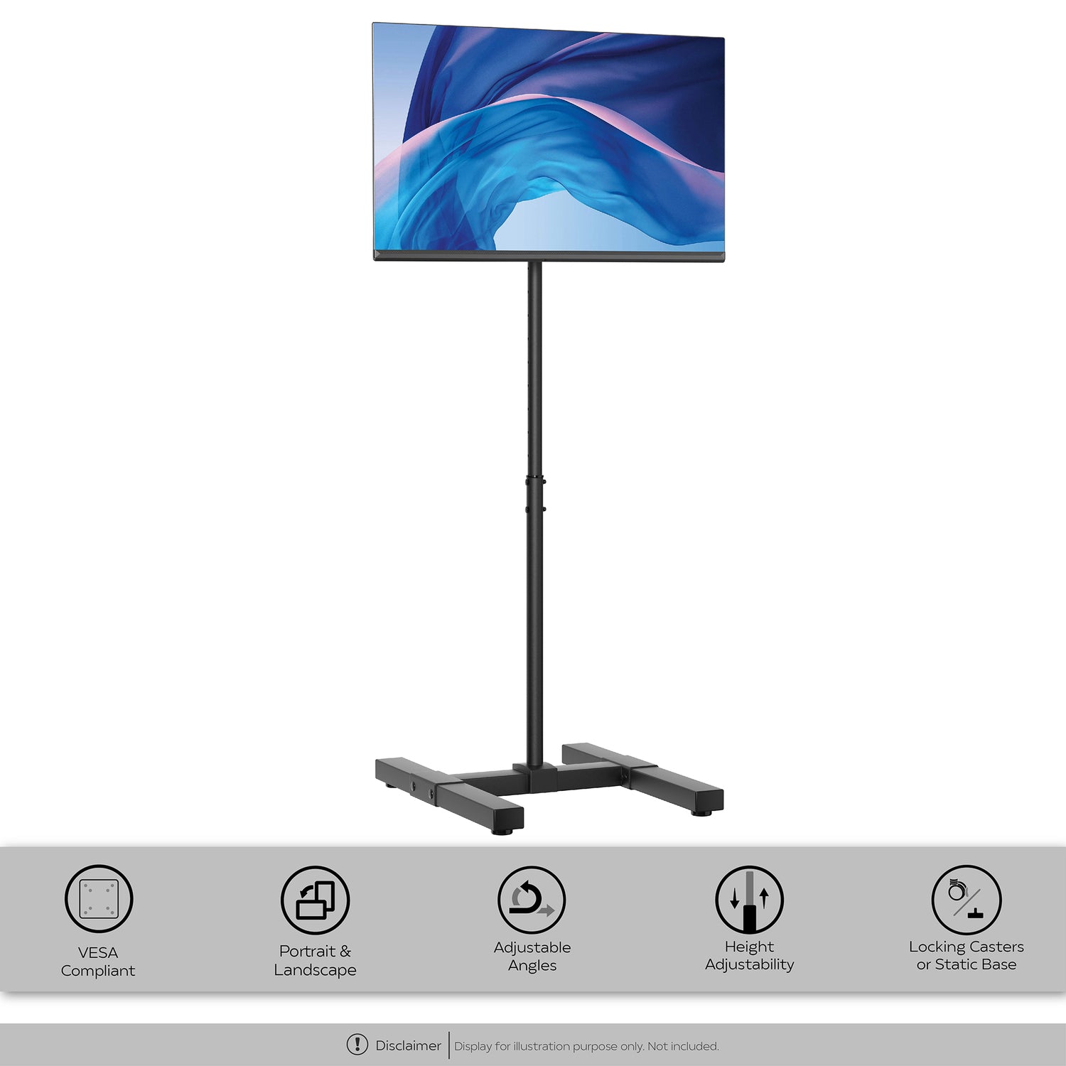 CTA Digital ADD-DMHA Height-Adjustable Floor Stand for 13-42 Inch Monitors