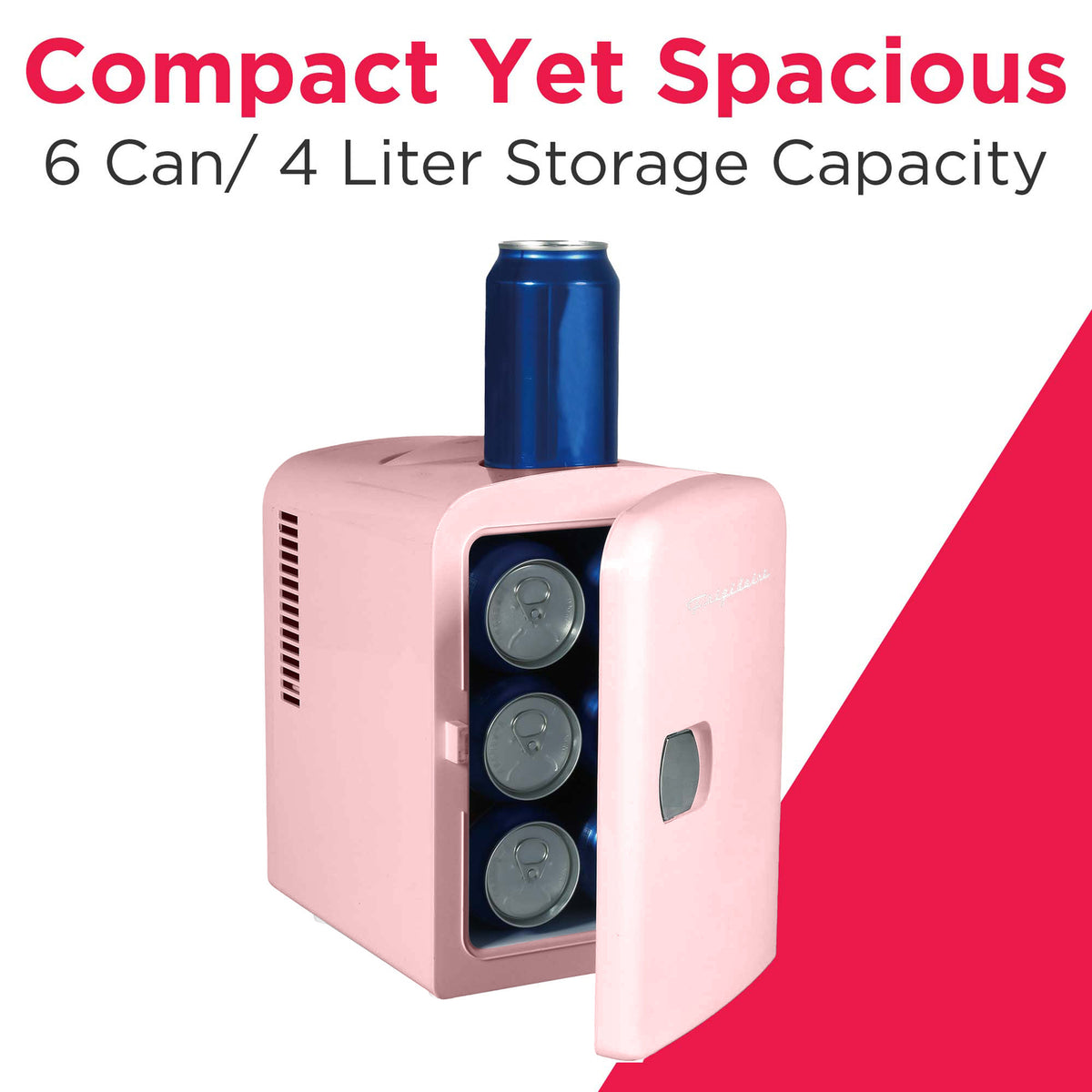 Frigidaire EFMIS149-PINK-COM 4 L Portable Mini Fridge with Can Holder, Pink