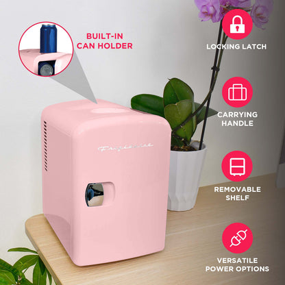 Frigidaire EFMIS149-PINK-COM 4 L Portable Mini Fridge with Can Holder, Pink