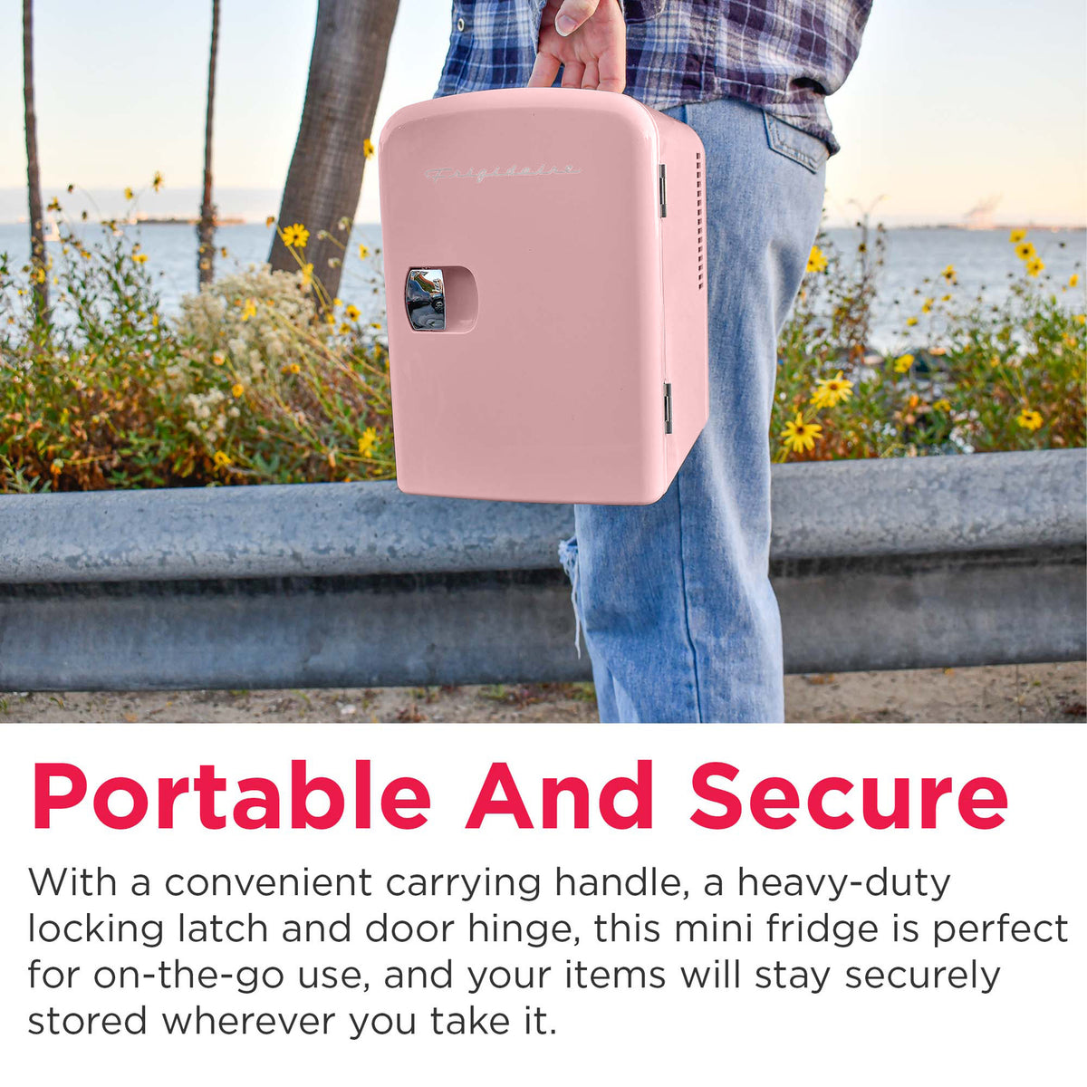 Frigidaire EFMIS149-PINK-COM 4 L Portable Mini Fridge with Can Holder, Pink