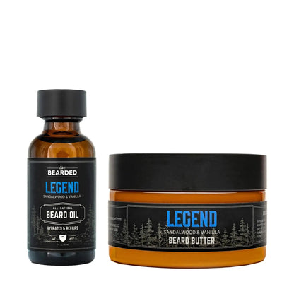 Live Bearded Beard Oil and Butter Grooming Kit - Made in the USA - All-Natural Ingredients with Shea Argan Jojoba - Growth Support | Legend Scent - Sandalwood Vanilla Atticus Goods