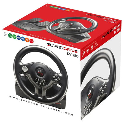 SUBSONIC SV 250 Driving Wheel - Multi-Platform Wired Racing Controller with Pedals and Vibration Feedback