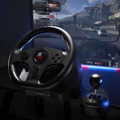 SUBSONIC GS 850-X Racing Wheel with 11-Inch Diameter, Dual-Material Grip, and 6-Speed Gear Shifter for PS4 and Xbox Series X/S