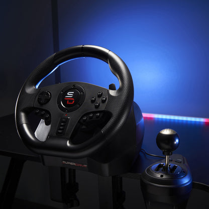 SUBSONIC GS 850-X Racing Wheel with 11-Inch Diameter, Dual-Material Grip, and 6-Speed Gear Shifter for PS4 and Xbox Series X/S