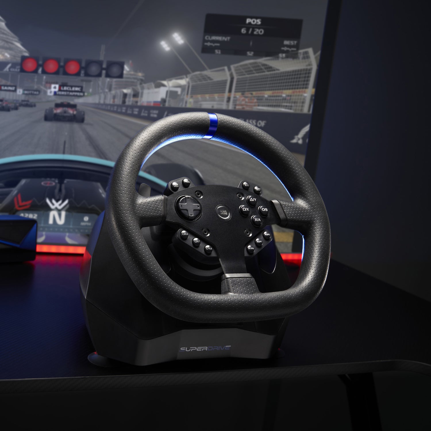 SUBSONIC SV 950 Racing Wheel with 3-Spoke Wired Design for PS4, Xbox One, Series XS & PC
