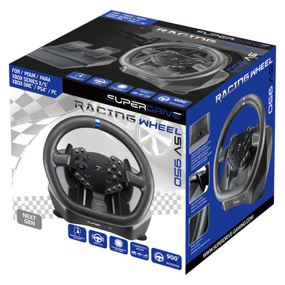 SUBSONIC SV 950 Racing Wheel with 3-Spoke Wired Design for PS4, Xbox One, Series XS & PC