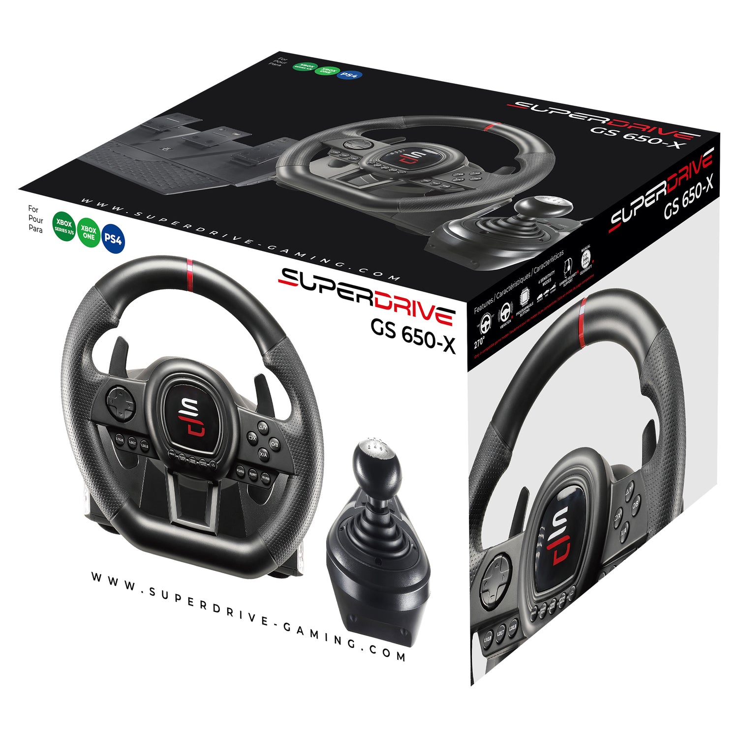 SUBSONIC GS 650-X Racing Wheel with 270-Degree Rotation and Pedal Set for PS4 and Xbox One