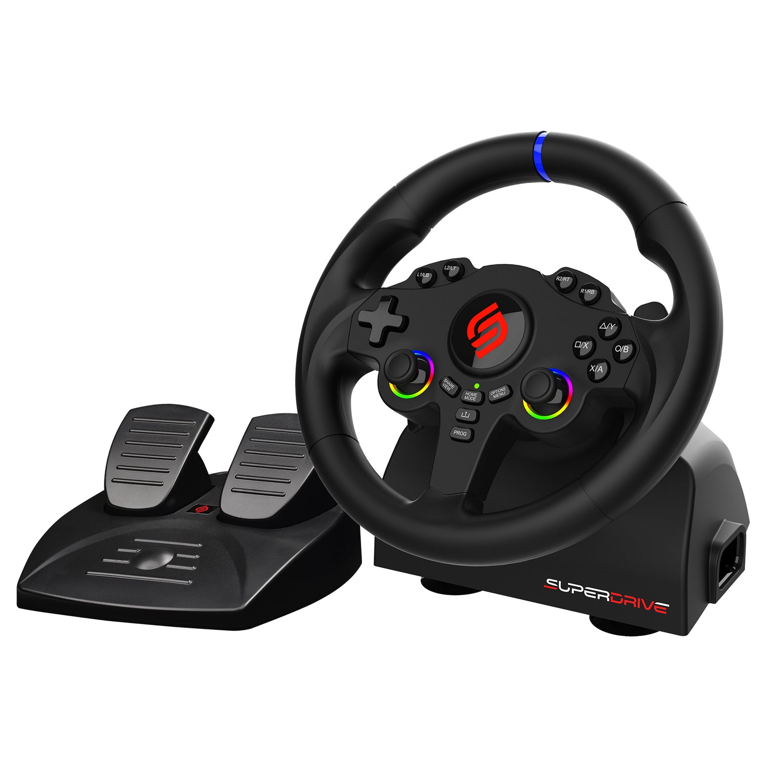 SUBSONIC 220 RS-5 Racing Wheel for PS5 and PC – 8.6-inch Wired Steering Wheel with Dual Vibration, RGB LEDs, and Programmable Controls