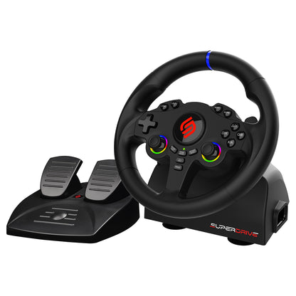 SUBSONIC 220 RS-5 Racing Wheel for PS5 and PC – 8.6-inch Wired Steering Wheel with Dual Vibration, RGB LEDs, and Programmable Controls