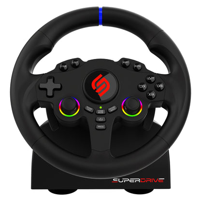 SUBSONIC 220 RS-5 Racing Wheel for PS5 and PC – 8.6-inch Wired Steering Wheel with Dual Vibration, RGB LEDs, and Programmable Controls