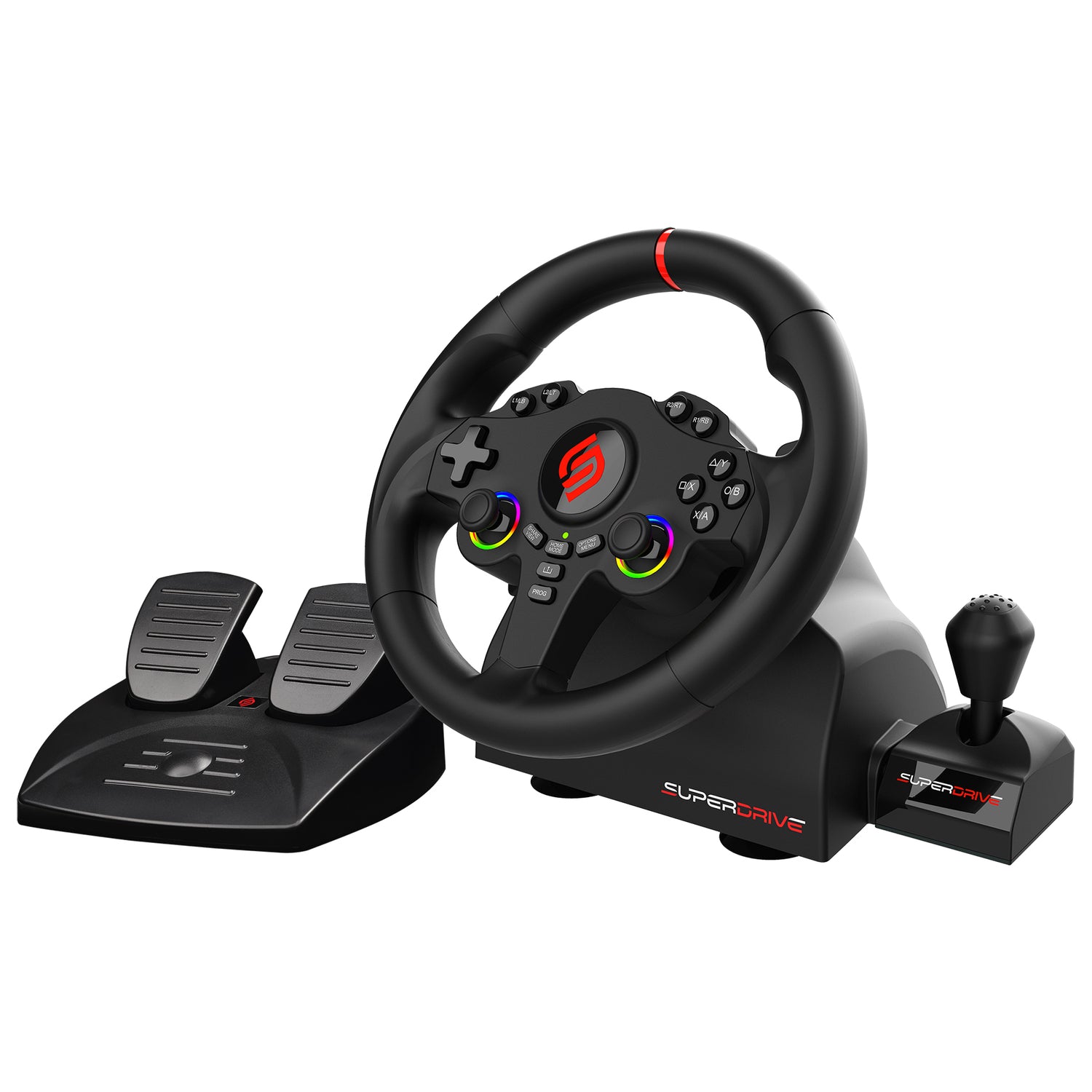 SUBSONIC 220RS-X Racing Wheel with 11-Inch Diameter and Dual Vibration Motors for PS4, Xbox, Switch, and PC