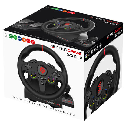 SUBSONIC 220RS-X Racing Wheel with 11-Inch Diameter and Dual Vibration Motors for PS4, Xbox, Switch, and PC