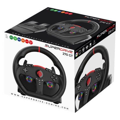 SUBSONIC 270 GT Racing Wheel with 11-Inch Diameter, USB Powered for PC and Console Gaming