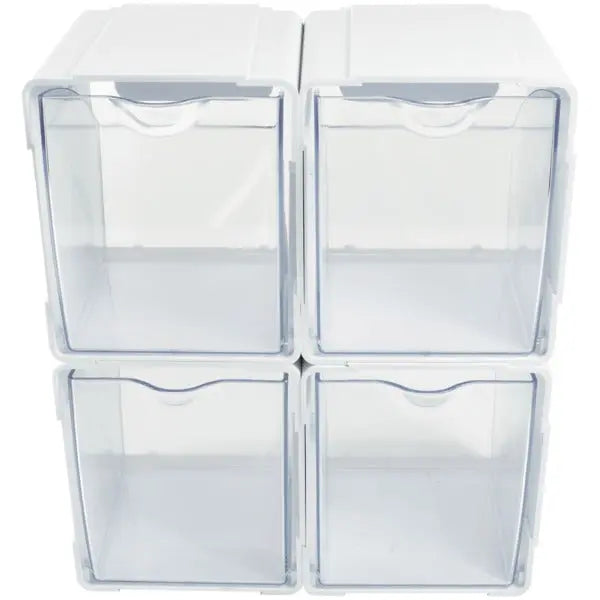 DEFLECTO 421103CR 4-Pack Interlocking Tilt Bin System for Efficient Storage and Organization