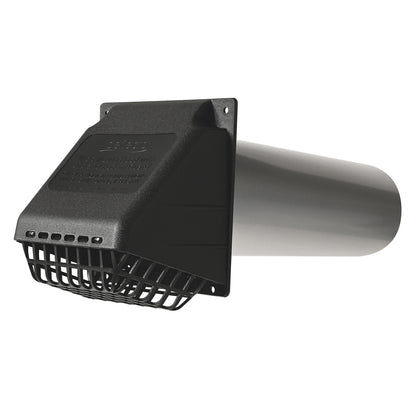 Deflecto RVHABLK4 4-inch Weather-Resistant Vent Hood with Bird Guard and Damper