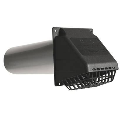Deflecto RVHABLK4 4-inch Weather-Resistant Vent Hood with Bird Guard and Damper