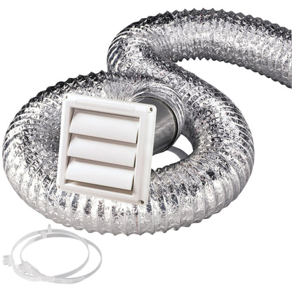 Deflecto SPRFLEX 8ft Dry Vent Kit - Flexible Dryer Vent Duct with Hood, Pipe, and Collar
