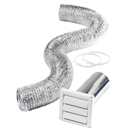Deflecto SPRFLEX 8ft Dry Vent Kit - Flexible Dryer Vent Duct with Hood, Pipe, and Collar