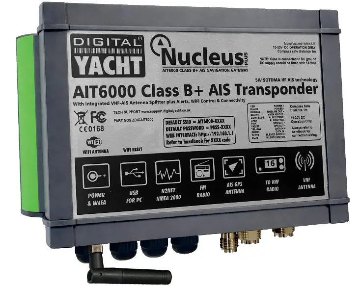 Digital Yacht AIT6000 Nucleus Class B+ AIS Transponder with VHF Splitter and Wi-Fi