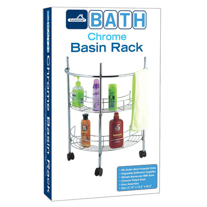 EUROHOME EW191 Chrome Bathroom Basin Rack with Wheels