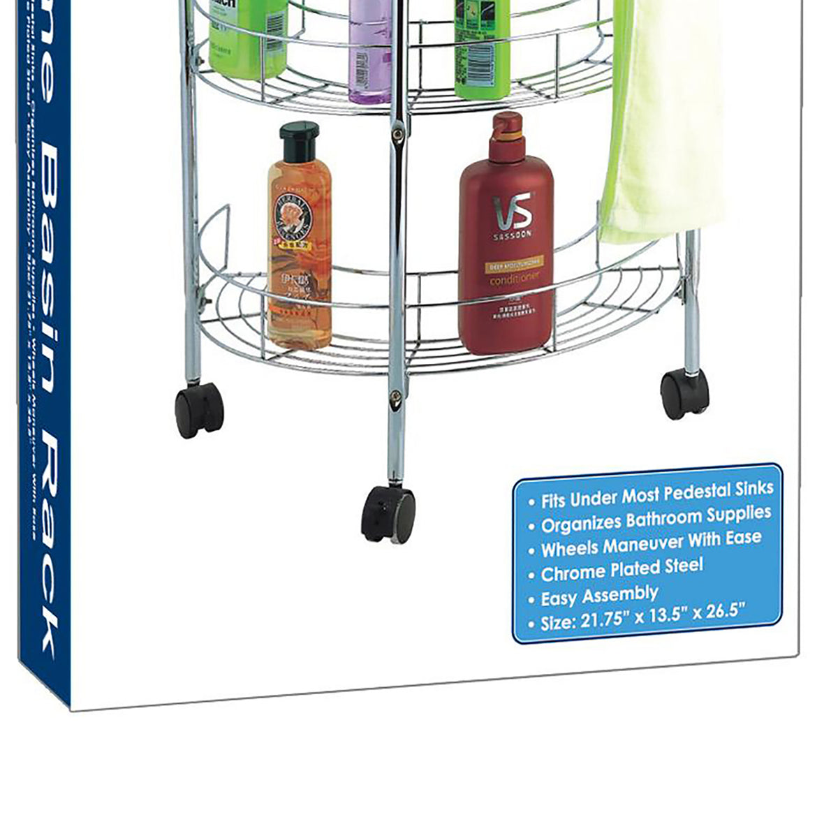 EUROHOME EW191 Chrome Bathroom Basin Rack with Wheels